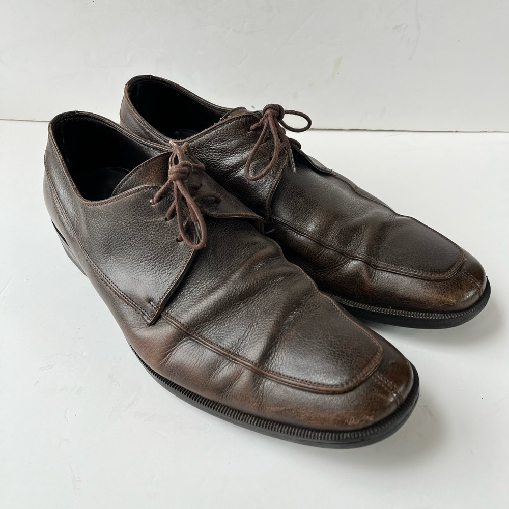 Ermenegildo Zegna Italy Dark Brown Oxfords Dress Shoes 11d
